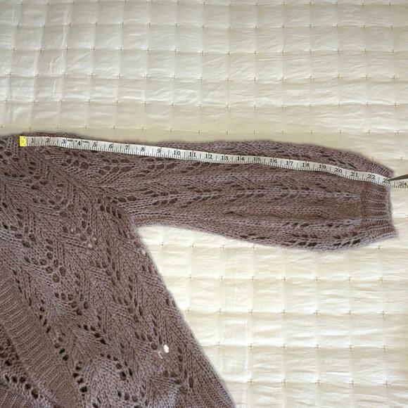 Wish List Chunky Knit Pointelle Cardigan Sweater Women's S/M | Lavender | EUC - Picture 9 of 9